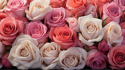 A Beautiful Group of Pink and White Roses for background or wallpaper