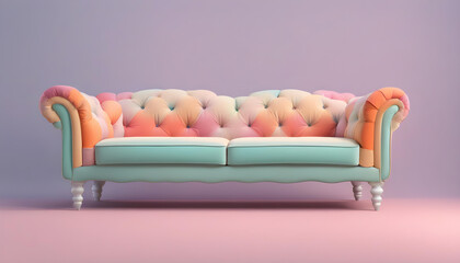 Colorful Sofa on Pastel Color Background.