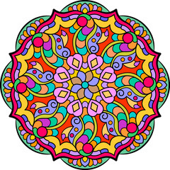 Mandala. Ethnic round ornament. Element for a coloring book cover. Vector illustration.