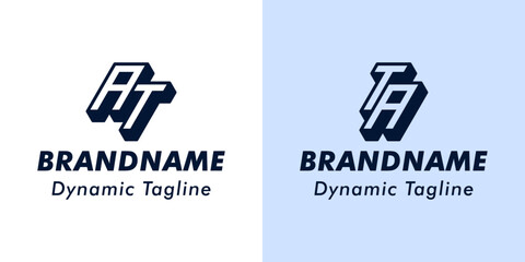 Letter AT and TA 3D Monogram Logo. Suitable for business with AT or TA initials