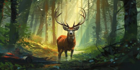 Illustration form Deer in the Forest , generated by AI