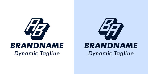 Letter AB and BA 3D Monogram Logo. Suitable for business with AB or BA initials