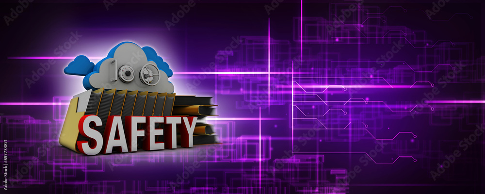 Poster 3d rendering cloud folder storage lock