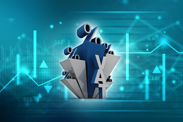 3d rendering Stock market online business concept. business Graph with percentage 