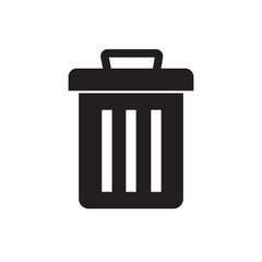 Trash can  icon symbol vector in solid  style on white background