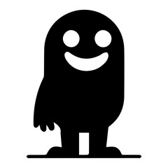 minimal Funny cartoon Character vector silhouette, silhouette, black color, white background 