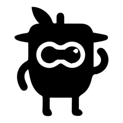 minimal Funny cartoon Character vector silhouette, silhouette, black color, white background 