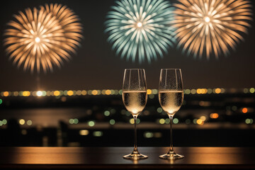 Neujahr mit Sektgl&auml;sern