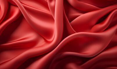 Fototapeta premium Scarlet Elegance: Beautiful Bright Background of Red Scarlet Satin Fabric