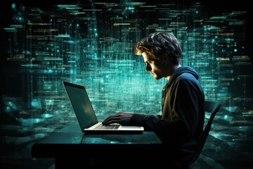 ai, business, engineer, network, technology, innovation, professional, artificial intelligence, developer, development. close up to software engineer, looking at laptop for find some error to fix it.