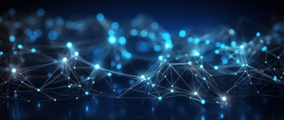 polygon, science, structure, tech, connection, futuristic, network, neural, connect, cyber. dynamic wave of particles and lines. abstract futuristic background. big data visualization. 3D rendering.