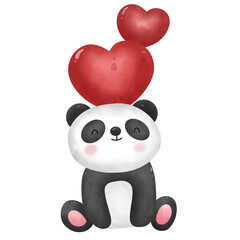 panda with heart