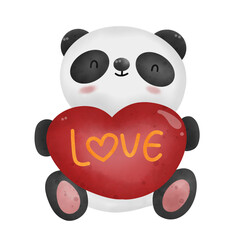 panda with heart