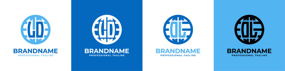 Obraz premium Letter LO and OL Globe Logo Set, suitable for any business with LO or OL initials.