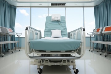 Leg rehabilitation medical bed. Generative AI.