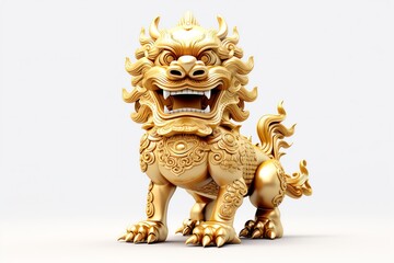 a gold statue of a lion