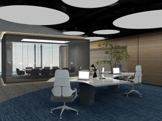 3d render working office interior