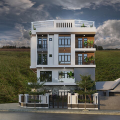 3d render building exterior view