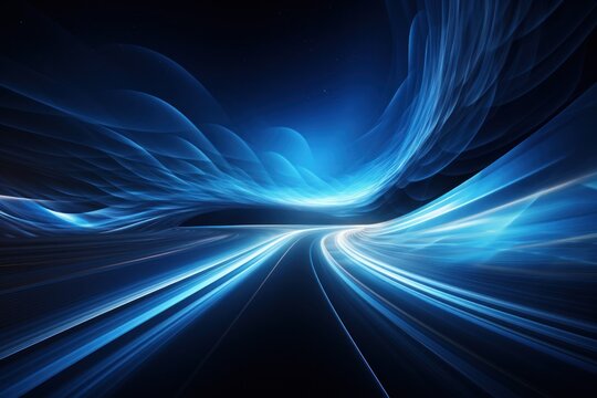 wave, line, art, curve, design, flow, motion, smooth, flowing, gradient. abstract art background image with smooth lines mystery blue color motion curve mix it middle, like in fantasy via ai generate.