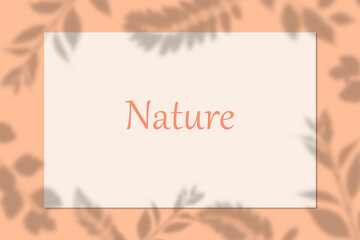 Creativ mockup with leaf shadow and quote on beige background. The main background is peach color (peach fuzz). Space for text and the ability to remove or replace a quote.