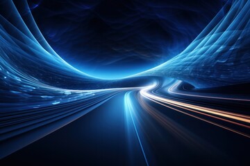 wave, line, art, curve, design, flow, motion, smooth, flowing, gradient. abstract art background image with smooth lines mystery blue color motion curve mix it middle, like in fantasy via ai generate.