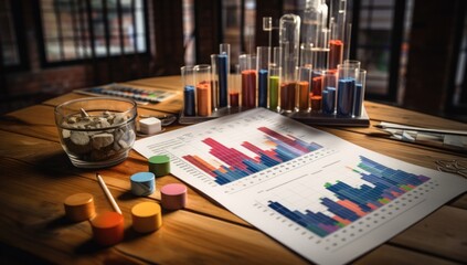 business, financial, finance, graph, investment, growth, stock, analysis, technology, chart. data finance analyzes profitability of working companies with digital augmented reality graphics via AI.