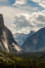 Vertical down the valley from tunnel view in Yosemite National Park