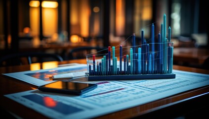 business, financial, finance, graph, investment, growth, stock, analysis, technology, chart. data finance analyzes profitability of working companies with digital augmented reality graphics via AI.