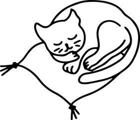 cozy hygge hand drawn doodle sketch element cat