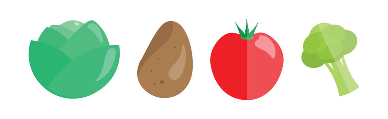 Ripe Vegetables and Garden Crop Flat Icon Vector Set