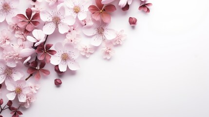 Multi cherry blossoms on a white background