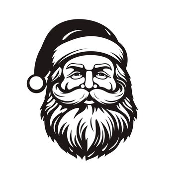 a black and white drawing of a santa claus