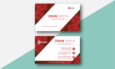 creative business card design clean concept red color elegant and beautiful easily usable.