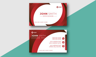 creative business card design clean concept red color elegant and beautiful easily usable.