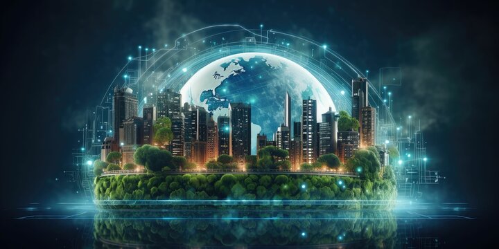 Environmental and business technology concept. Sustainable development. SDGs. Eco friendly earth. Business responsible environmental