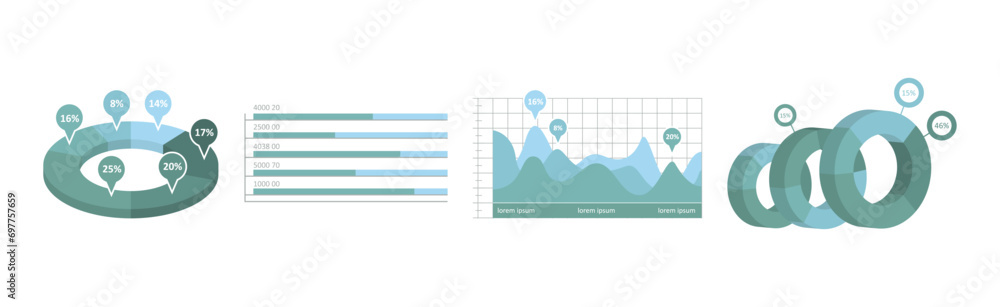 Poster graph and chart business infographics template vector set