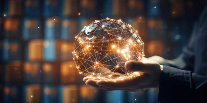 Transport and logistics, Hand holding global network connection of logistics and cargo distribution