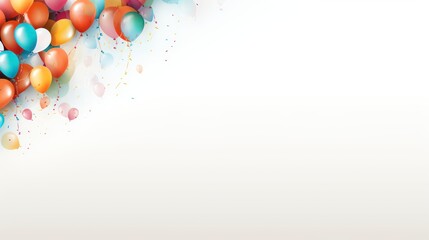 Birthday background with colorful balloons and confetti
