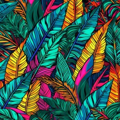 caribbean inspired pattern vibrant colors vlisco palms,High quality photo