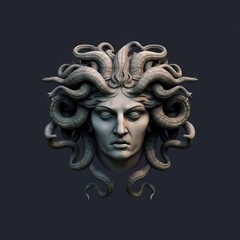 Fototapeta na wymiar Medusa head Greek mythology with mysterious, bold, realistic look, 4k