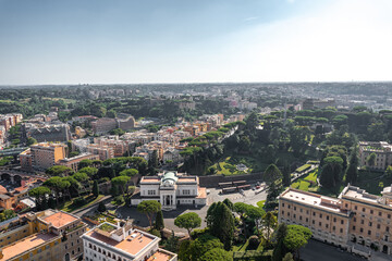 Fototapeta na wymiar Aerial view of Vatican city railway station and gardens in Vatican City