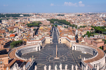 Aerial view of Saint Peter's Square in Vatican City on a sunny day
