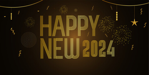 2024 Happy New Year Background Design. Greeting Card, Banner, Poster. Vector Illustration..