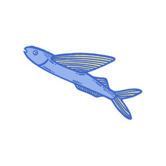 svg sea fish doodle element set