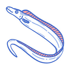 svg sea fish doodle element set