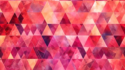 Geometric Triangular Mosaic Pattern in Red and Pink Tones