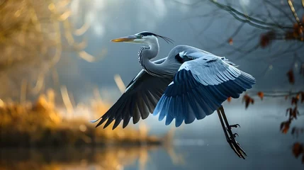 Foto op Plexiglas Majestic Flight of Gray Heron © Mauro