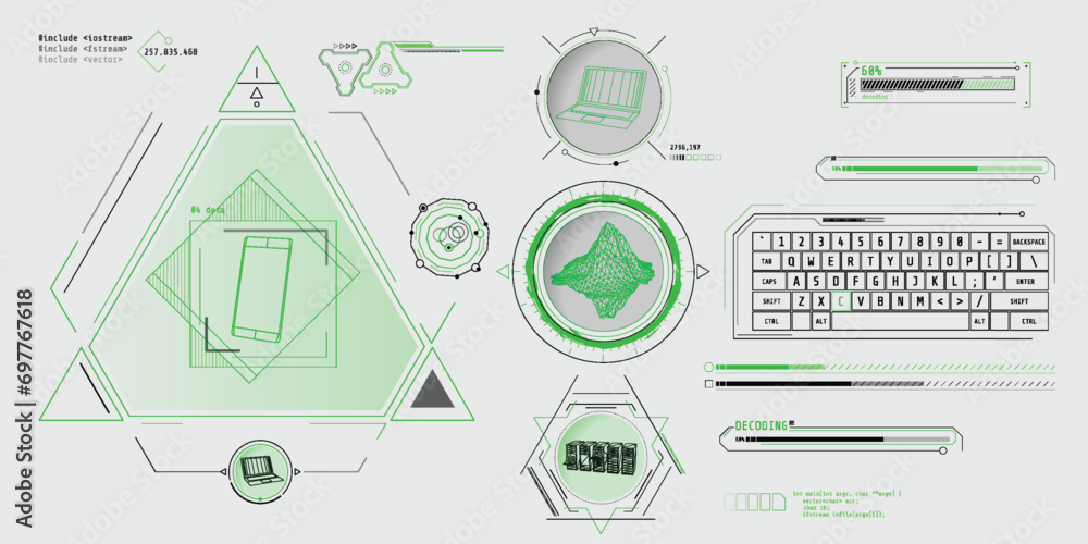 Poster design elements for infographic of big data.