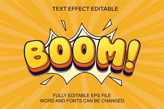 3d text effect boom cartoon vector editable