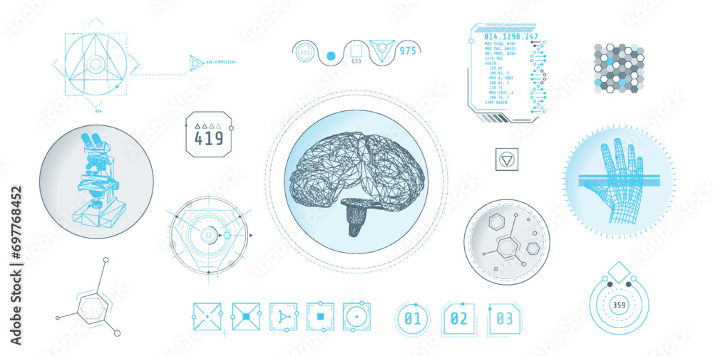 Poster design elements for infographic of data communication.